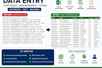 do accurate data entry, copy paste, web research and typing