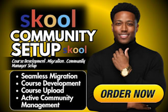 do skool community setup, course development and migration, community manager