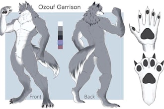 draw custom fursona, furry art, fursona reference sheet and character turnaround