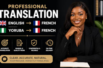 translate english to french yoruba to english  professionally