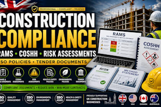 create construction rams, coshh, risk assessments, iso policies, tenders