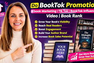 do booktok promotion ebook marketing tik tok booktok influencer video book rank