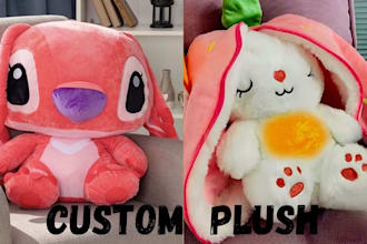 design custom plushie sheet stuffed animal character or ych concept