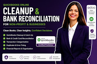 do quickbook cleanup and bank reconciliation for non profit business with qbo