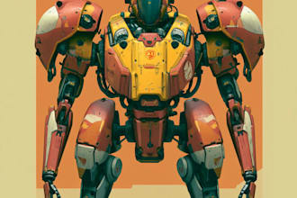 do anime style mecha robot illustrations