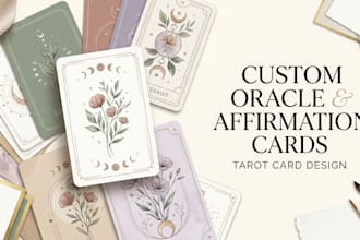 design custom oracle cards and affirmation card deck, tarot card design