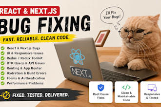 debug and fix your react or nextjs frontend bugs and errors, fix