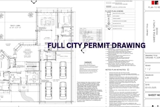 draw city permit drawings, architectural plan, construction plan, 2d floor plan