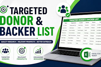build targeted donor lists and crowdfunding backer research lists