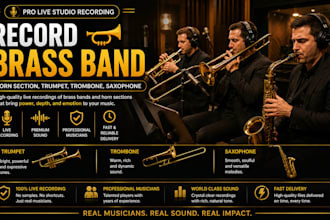 record brass band or horn section, trumpet, trombone, saxophone