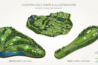 create custom golf course maps, hole maps and vector map illustrations