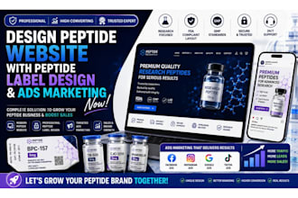 design peptide website with peptide label design and peptide ads marketing now