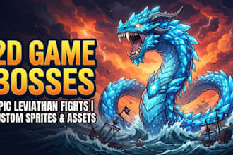 draw and animate 2d cel shaded game bosses and characters