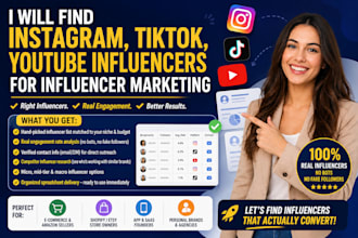 find instagram, tiktok, youtube influencers for influencer marketing