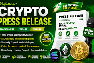 write crypto press release blockchain press release web3 press release token PR