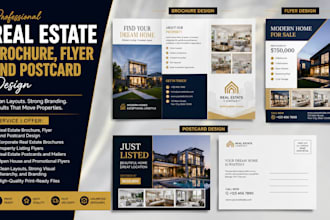 design professional real estate corporate postcard, brochure or flyer design