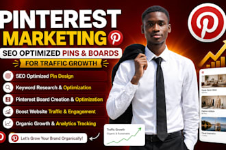 manage your pinterest account with seo optimized pins and boards for marketing