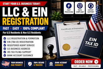 do US llc registration, s corp, c corp, ein registration