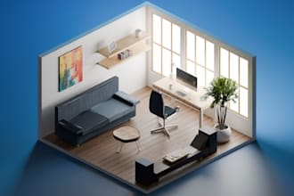create a beautiful 3d isometric illustration