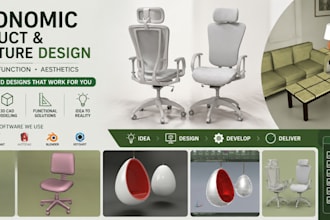 design ergonomic products, furniture and user centered 3d cad models for product