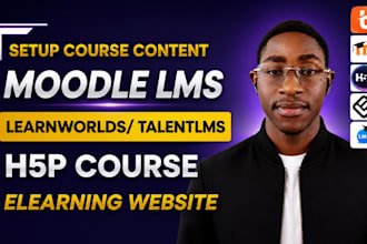 setup elearning course content on moodle lms, learnwordls, talentlms, h5p course