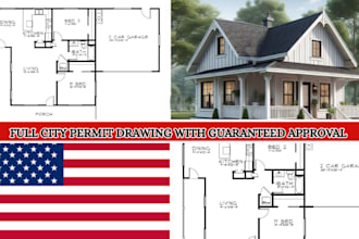 do permit drawing for city approval, architectural floor plan,in fl,nc,ga and sc