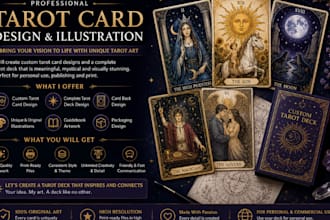 create custom tarot card designs and mystical tarot deck illustrations