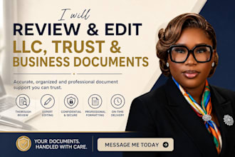 professionally review and edit llc trust business documents operating agreement