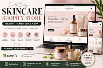 design skincare shopify store, beauty cosmetics shopify website