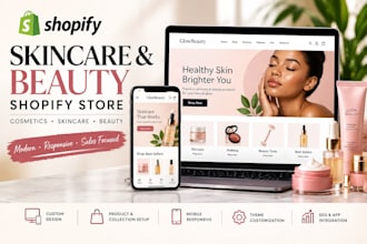 design skincare shopify store, beauty cosmetics shopify website