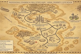 design commercial real estate aerial maps, property maps  and site maps