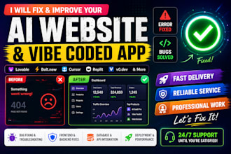 fix bugs, database and API errors in your ai website or vibe coded app