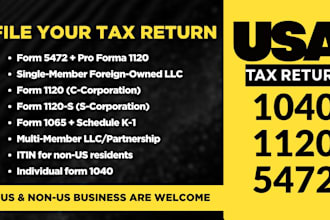 do usa tax return, 1040, llc 5472 1120, multi member 1065 tax efile tax