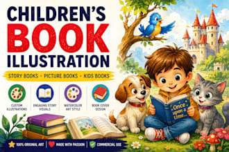 design and illustrate a kids book, story book or picture book