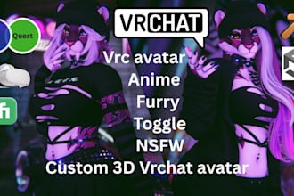 do custom vrchat avatar, vr character, furry nsfw avatar, vrc avatar