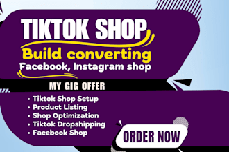 setup tiktok shop, facebook shop, instagram shop for shopify dropshipping store
