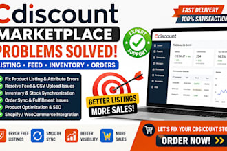 fix cdiscount marketplace product listing, feed, inventory and order sync issues