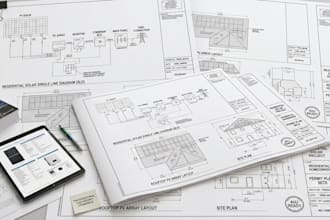 design residential solar permit plan sets and single line diagrams in cad