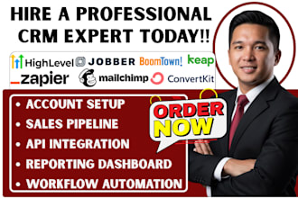setup gohighlevel jobber boomtown keap mailchimp convertkit zapier workflows