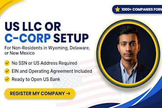 register your US llc or c corp company for non residents