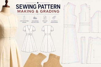be a sewing pattern maker, create PDF dxf patterns and grading for garments