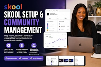 setup skool online community, create skool online course and manage skool group