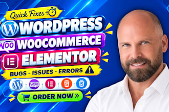 quick fix wordpress CSS, HTML errors woocommerce issues PHP, elementor bugs fix