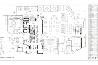 design a commercial kitchen for hotel, restaurant, and bar