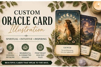 create custom oracle card illustration and spiritual oracle deck art