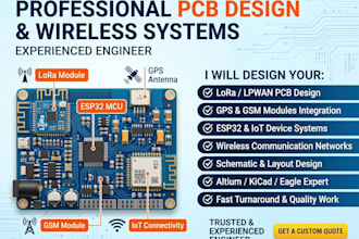 design lora pcb, gps, GSM, esp32, iot and wireless communication systems