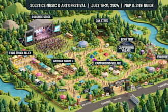 design 3d isometric maps, event maps and custom vector map illustrations