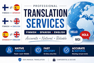 help translate finnish, spanish and english texts
