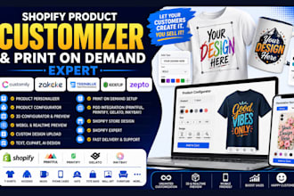 set up shopify product personalizer, customily, teeinblue, zakeke, kickflip pod