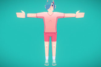 rig animate retro psx lowpoly 3d character for y2k music video visualizer, ps1